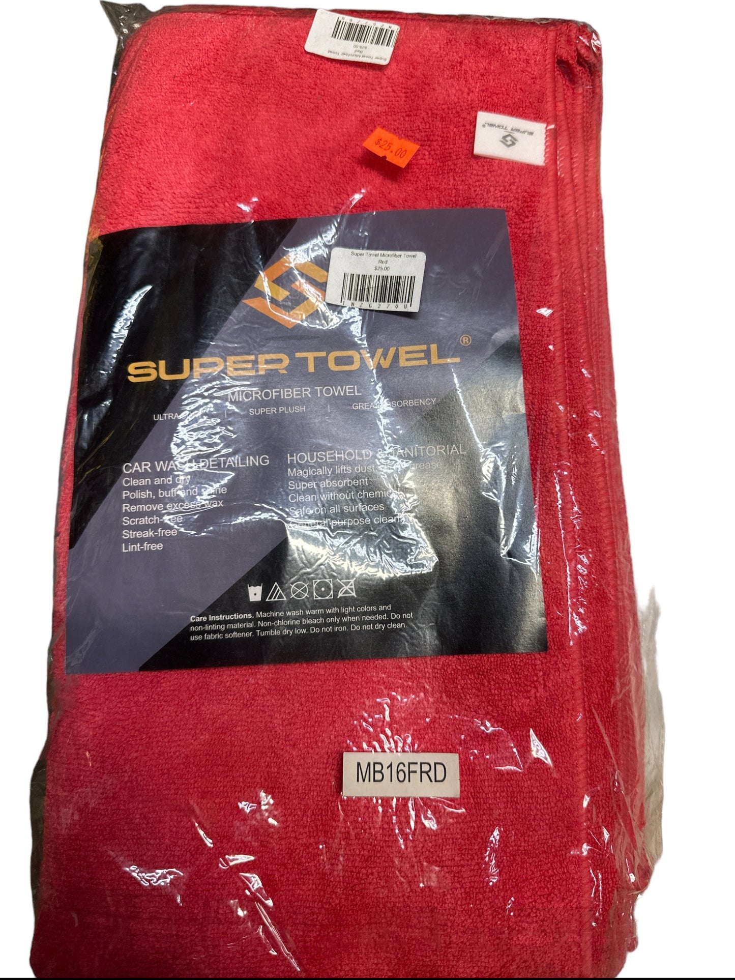 Super Towel Red Microfiber, 12 Pcs