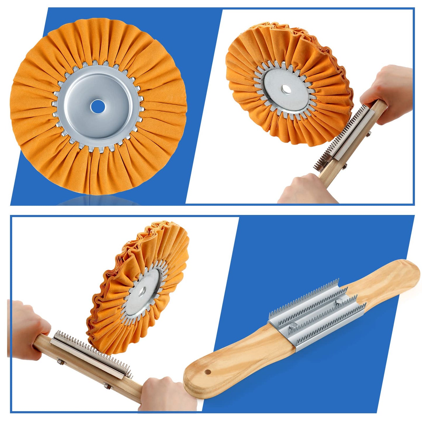 11 Pcs Airway Buffing Wheel Polishing Kit 8 Inch Aluminum Polishing Wheel for Drill Buffing Wheel Rake Buffing Pads Wheel Polisher Kit Polishing Buffing Compound Kit for Angle Grinder