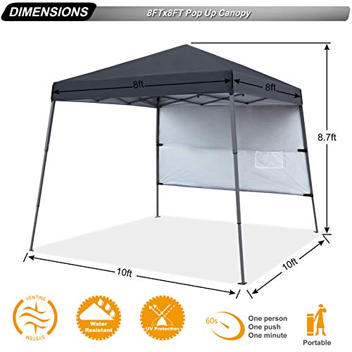 ABCCANOPY Stable Pop up Outdoor Canopy Tent 8 x 8 ft Base / 6 x 6 ft Top, Royal Blue