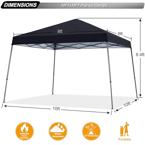 ABCCANOPY Stable Pop up Outdoor Canopy Tent 8 x 8 ft Base / 6 x 6 ft Top, Royal Blue