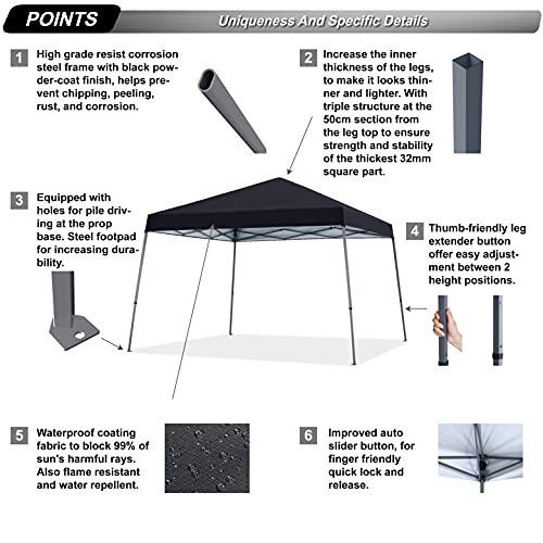 ABCCANOPY Stable Pop up Outdoor Canopy Tent 8 x 8 ft Base / 6 x 6 ft Top, Royal Blue