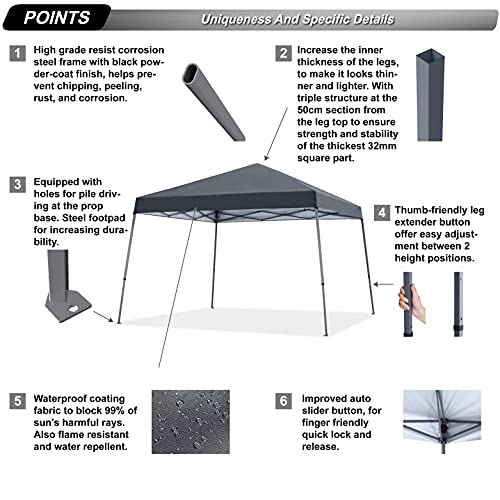 ABCCANOPY Stable Pop up Outdoor Canopy Tent 8 x 8 ft Base / 6 x 6 ft Top, Royal Blue