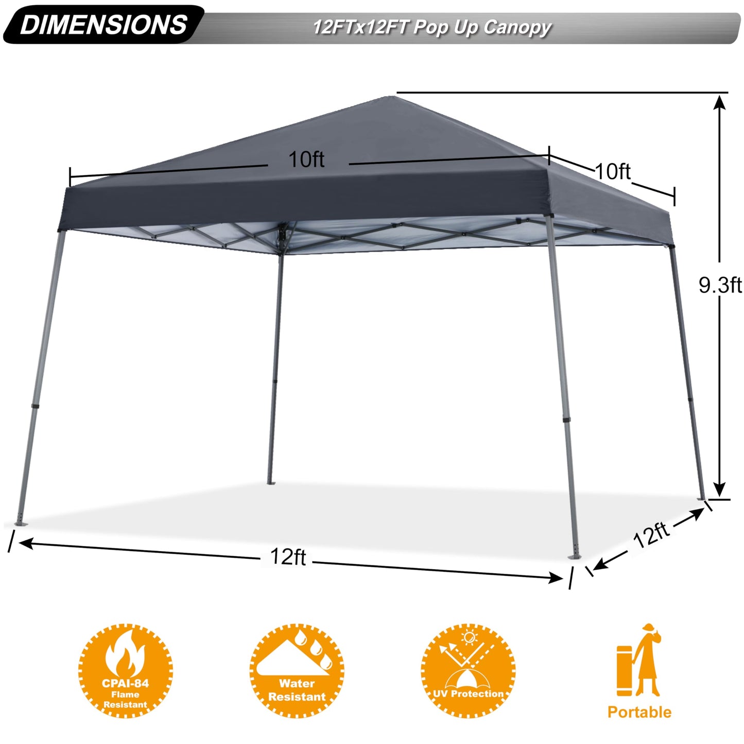 ABCCANOPY Stable Pop up Outdoor Canopy Tent 8 x 8 ft Base / 6 x 6 ft Top, Royal Blue