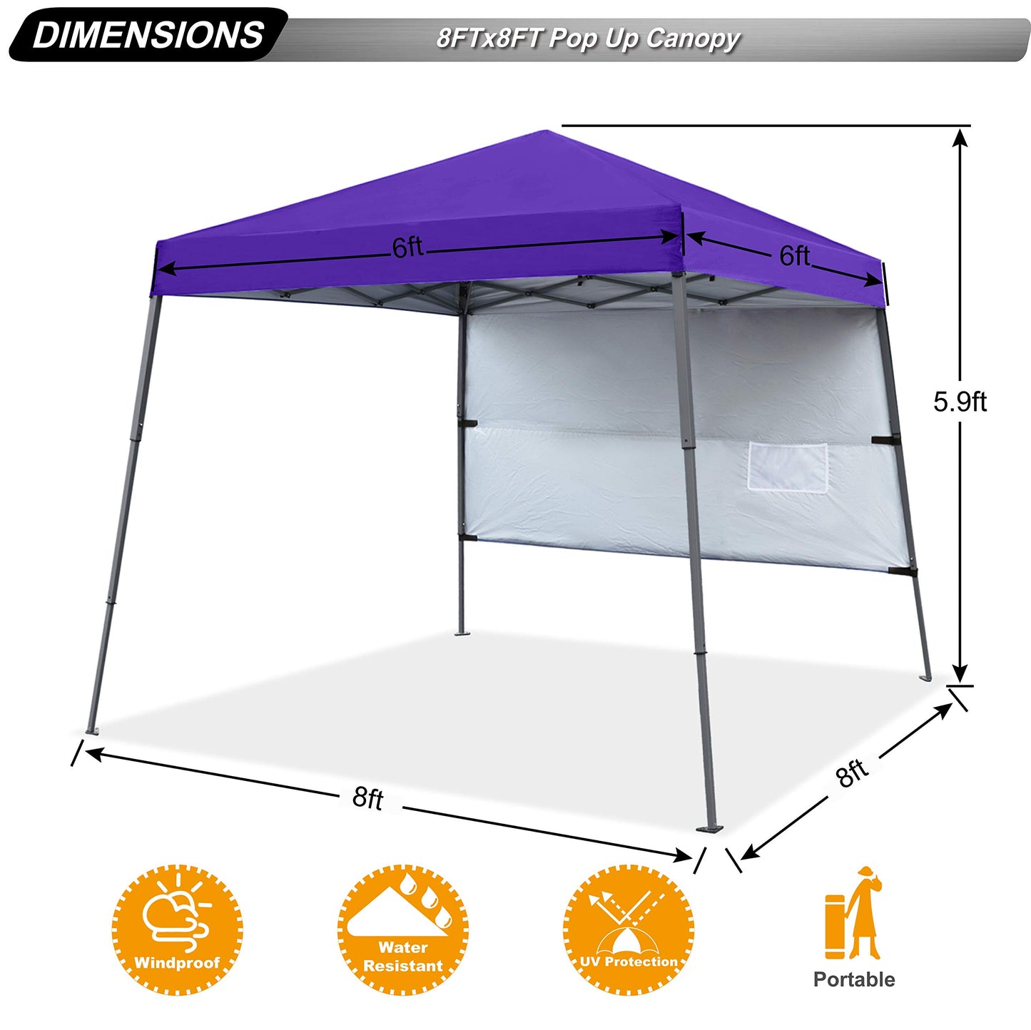 ABCCANOPY Stable Pop up Outdoor Canopy Tent 8 x 8 ft Base / 6 x 6 ft Top, Royal Blue