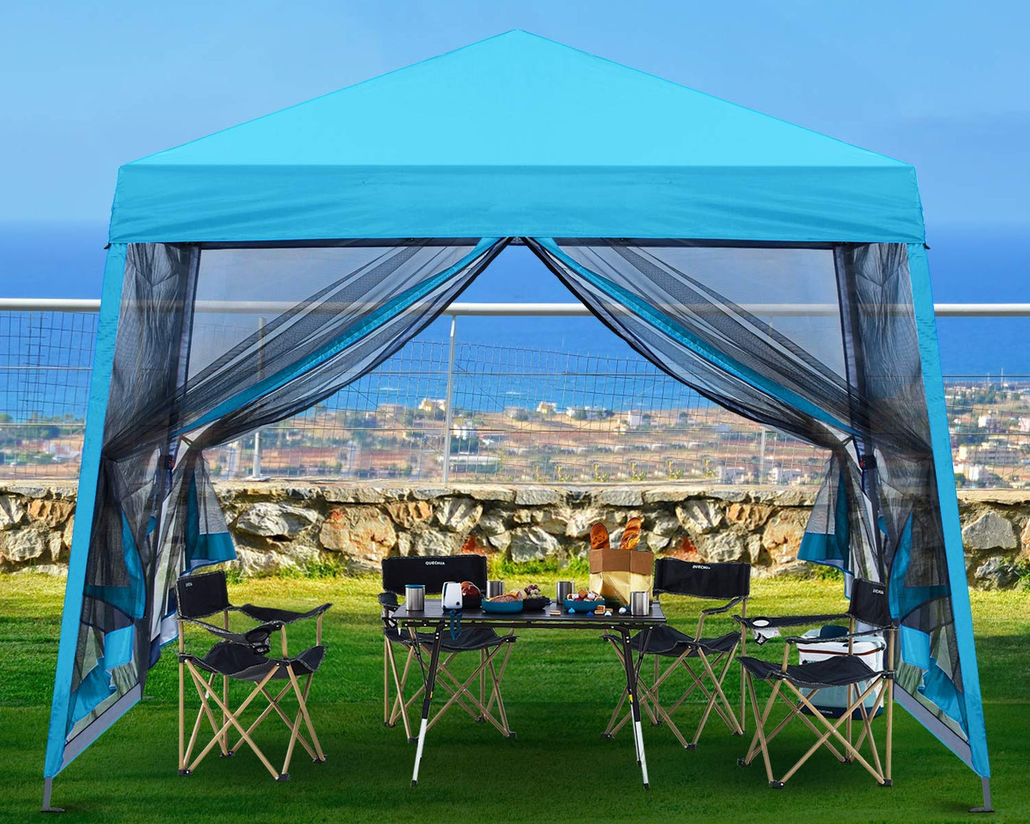 ABCCANOPY Stable Pop up Outdoor Canopy Tent 8 x 8 ft Base / 6 x 6 ft Top, Royal Blue