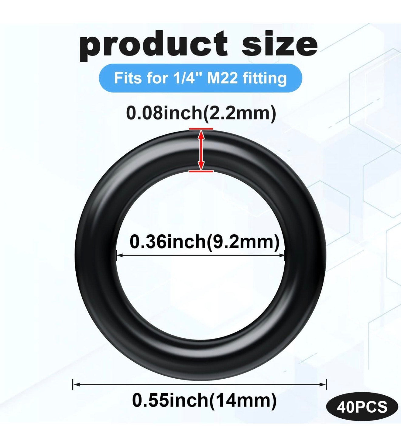 40 Pack O-Rings Power Pressure Replacement for 1/4"