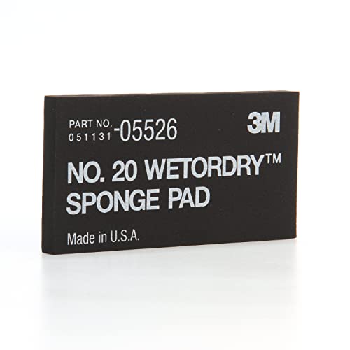 3M Wetordry Sponge Pad 20, 05526, 5-1/2 in x 2-3/4 in x 3/8 in, Flexible, Long Lasting, Automotive Sponge, Black