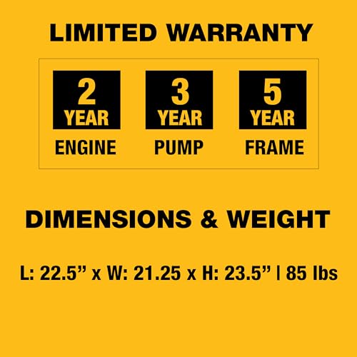 DeWalt DXPW3400PRNB-S PressuReady 3400 PSI Gas Pressure Washer with Quick Start Technology, 2.5 GPM Axial Cam Pump, 208cc Engine, Cold Water, Includes 25-Ft Hose, Nozzles, Spray Gun & Wand (50-State)