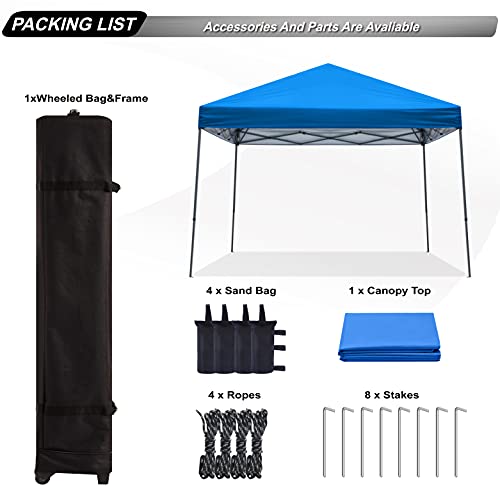 ABCCANOPY Stable Pop up Outdoor Canopy Tent 8 x 8 ft Base / 6 x 6 ft Top, Royal Blue