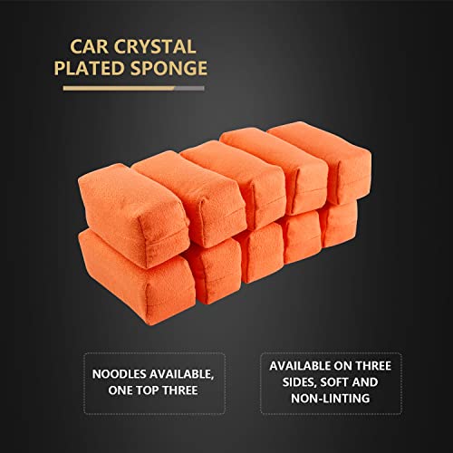 SPTA Microfiber Applicator Pad, Car Detailing Suede Sponge Applicator, 10Pcs Coating Sponge Pads for Cars,