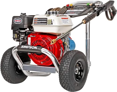 SIMPSON Cleaning ALH3425 Aluminum Series 3600 PSI Gas Pressure Washer, 2.5 GPM, Honda GX200 Engine, Includes Spray Gun and Extension Wand, 5 QC Nozzle Tips, 5/16-inch x 35-foot MorFlex Hose, 49-State