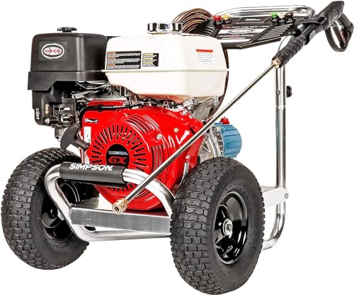 SIMPSON Cleaning ALH3425 Aluminum Series 3600 PSI Gas Pressure Washer, 2.5 GPM, Honda GX200 Engine, Includes Spray Gun and Extension Wand, 5 QC Nozzle Tips, 5/16-inch x 35-foot MorFlex Hose, 49-State