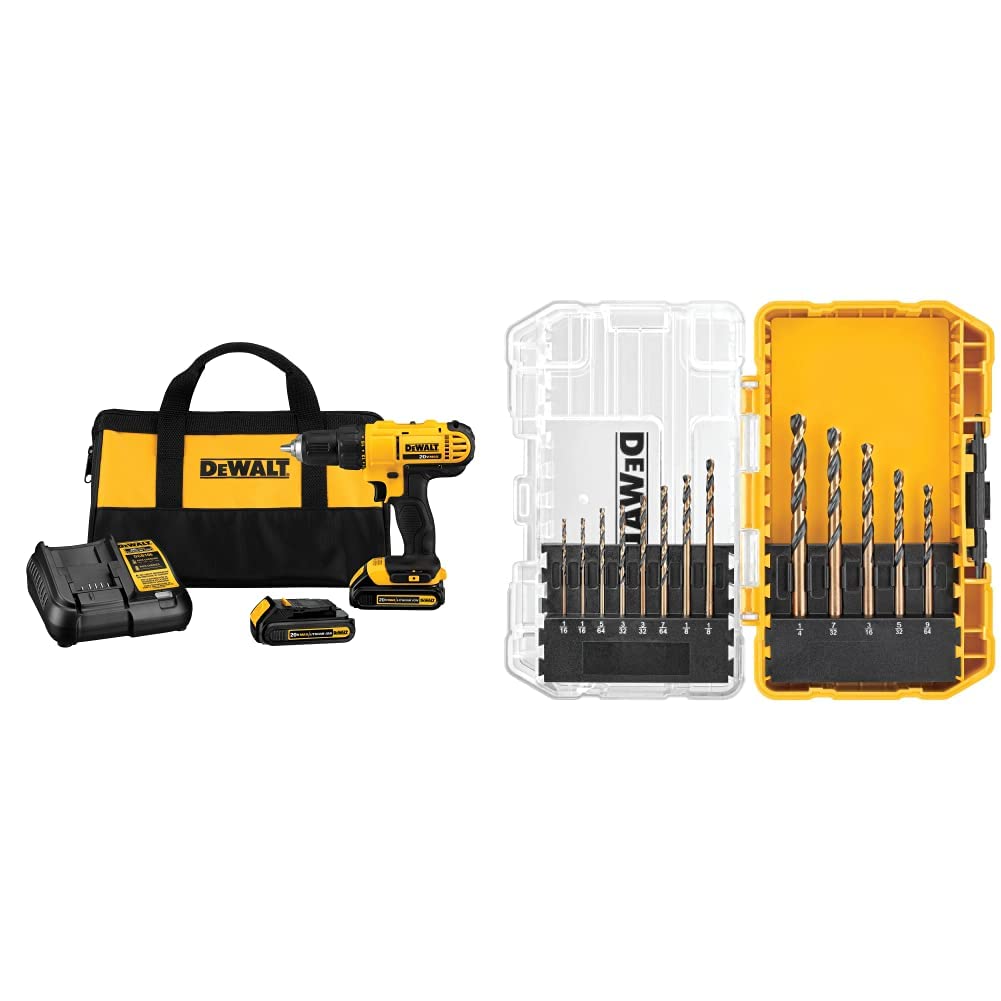 DEWALT 20V Max Cordless Drill / Driver Kit, Compact, 1/2-Inch (DCD771C2), Dewalt Yellow