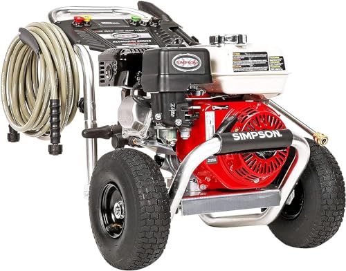 SIMPSON Cleaning ALH3425 Aluminum Series 3600 PSI Gas Pressure Washer, 2.5 GPM, Honda GX200 Engine, Includes Spray Gun and Extension Wand, 5 QC Nozzle Tips, 5/16-inch x 35-foot MorFlex Hose, 49-State