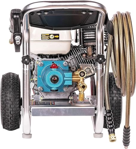 SIMPSON Cleaning ALH3425 Aluminum Series 3600 PSI Gas Pressure Washer, 2.5 GPM, Honda GX200 Engine, Includes Spray Gun and Extension Wand, 5 QC Nozzle Tips, 5/16-inch x 35-foot MorFlex Hose, 49-State