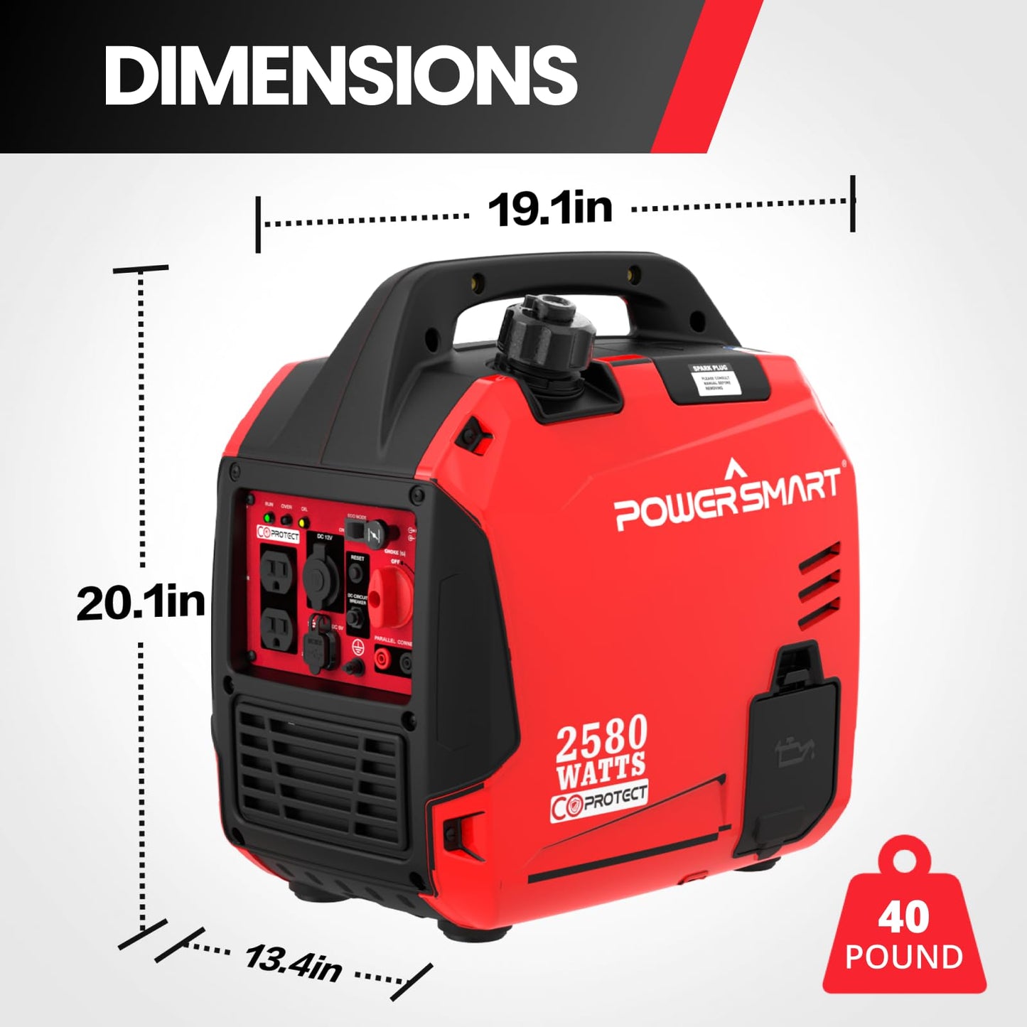 PowerSmart 4450-Watt Open Frame Inverter Generator, CO Protector, Eco-Mode, Gas Powered Generator