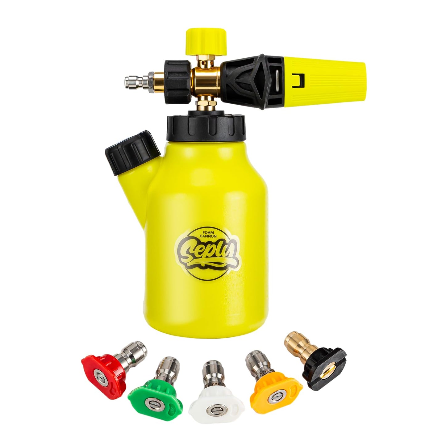 Foam Cannon up to 4500 PSI, Foam Cannon with 5 Pressure Washer Nozzle Tips, and 1/4'' Inch Quick Connector, Car Wash Sprayer with Adjustable Nozzle and 1 Liter Bottle, for Car Washing