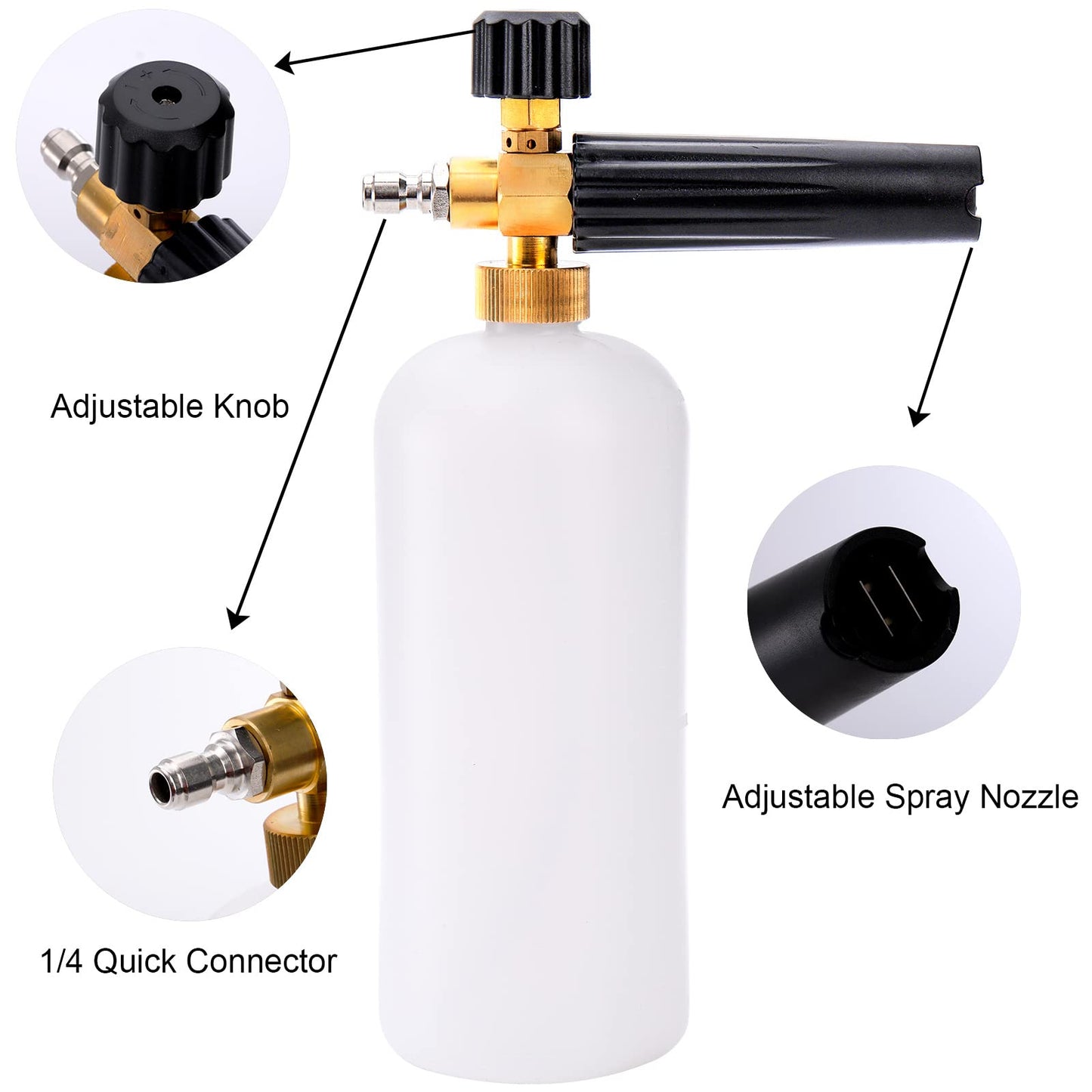 Car Wash Pressure Washer Jet Wash 1/4" Quick Release Adjustable Snow Foam Lance Foam Cannon Foam Blaster