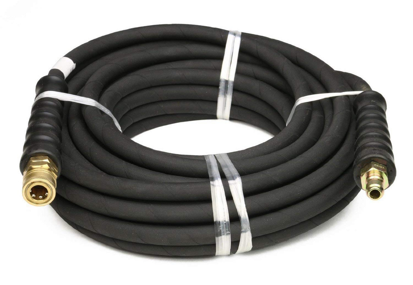 Schieffer Co. 4000 PSI Black 3/8" x 50 FT 1 Layers of High Tensile Wire Braided Rubber Wrapped Pressure Washer Hose with Couplers