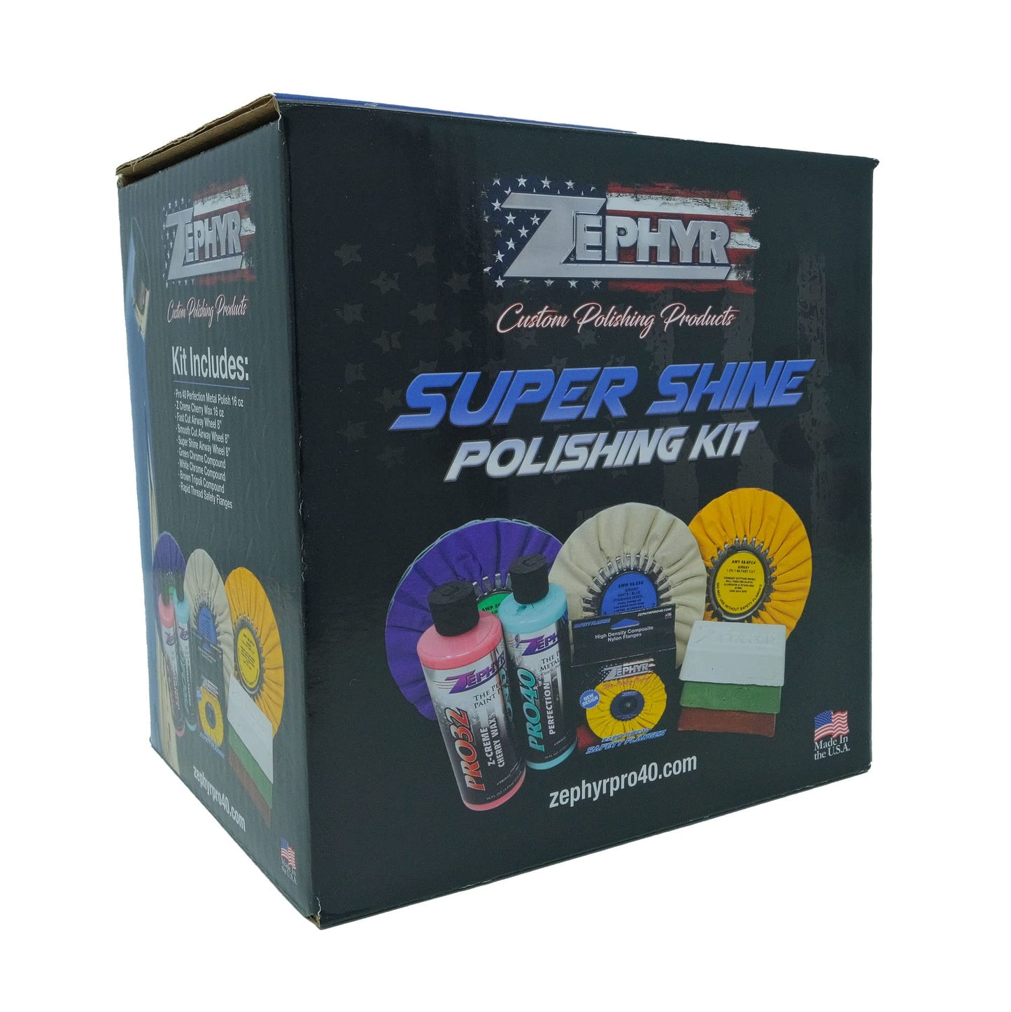 ZEPHYR CUSTOM POLISHING PRODUCTS Super Shine X Aluminum Polishing Kit with Buffing Pads and Polishing Compound, for Big Rigs, Pontoons, and Aluminum Wheels