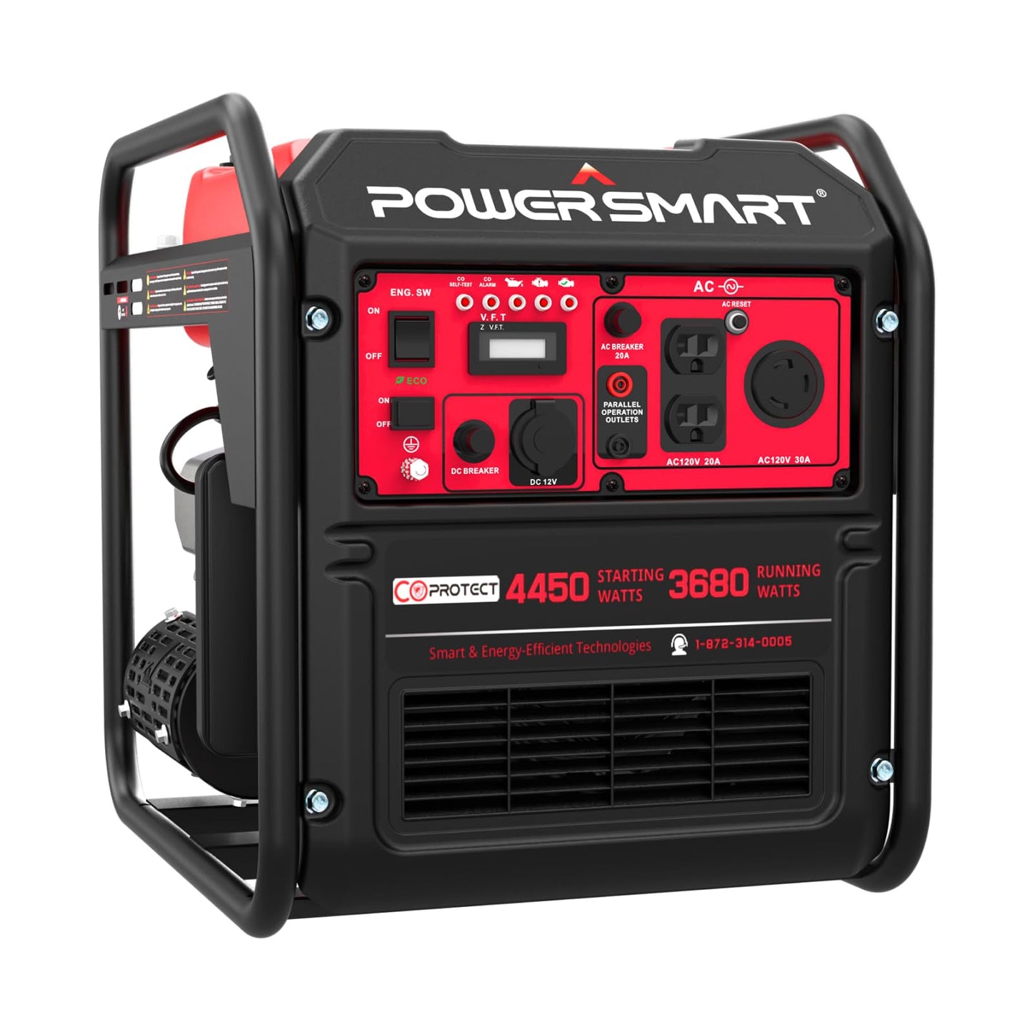 PowerSmart 4450-Watt Open Frame Inverter Generator, CO Protector, Eco-Mode, Gas Powered Generator