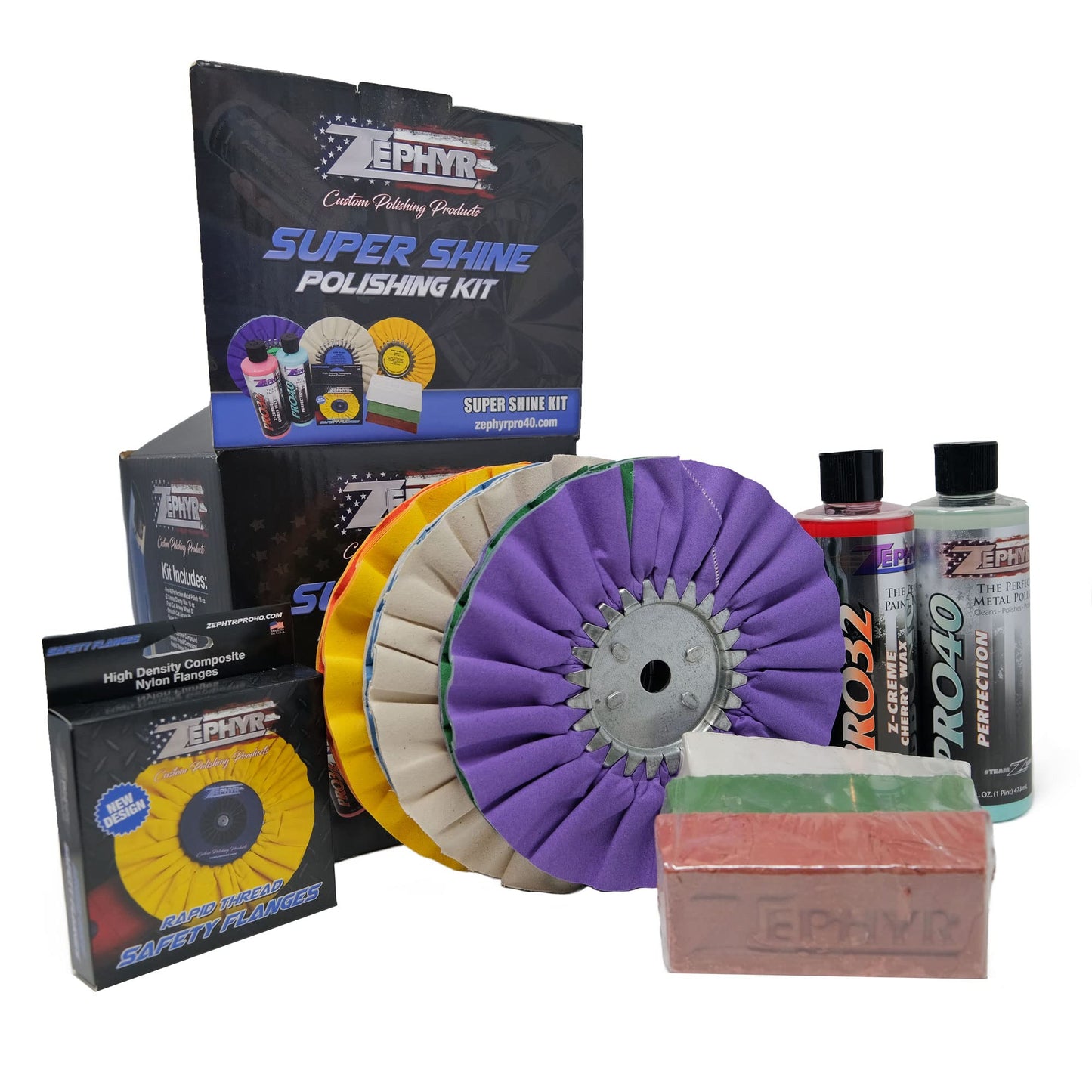 CUSTOM POLISHING PRODUCTS Ultra Shine Metal Polishing Kit for Aluminum and Stainless on Semi and Lifted Trucks on Aluminum Forged Wheels