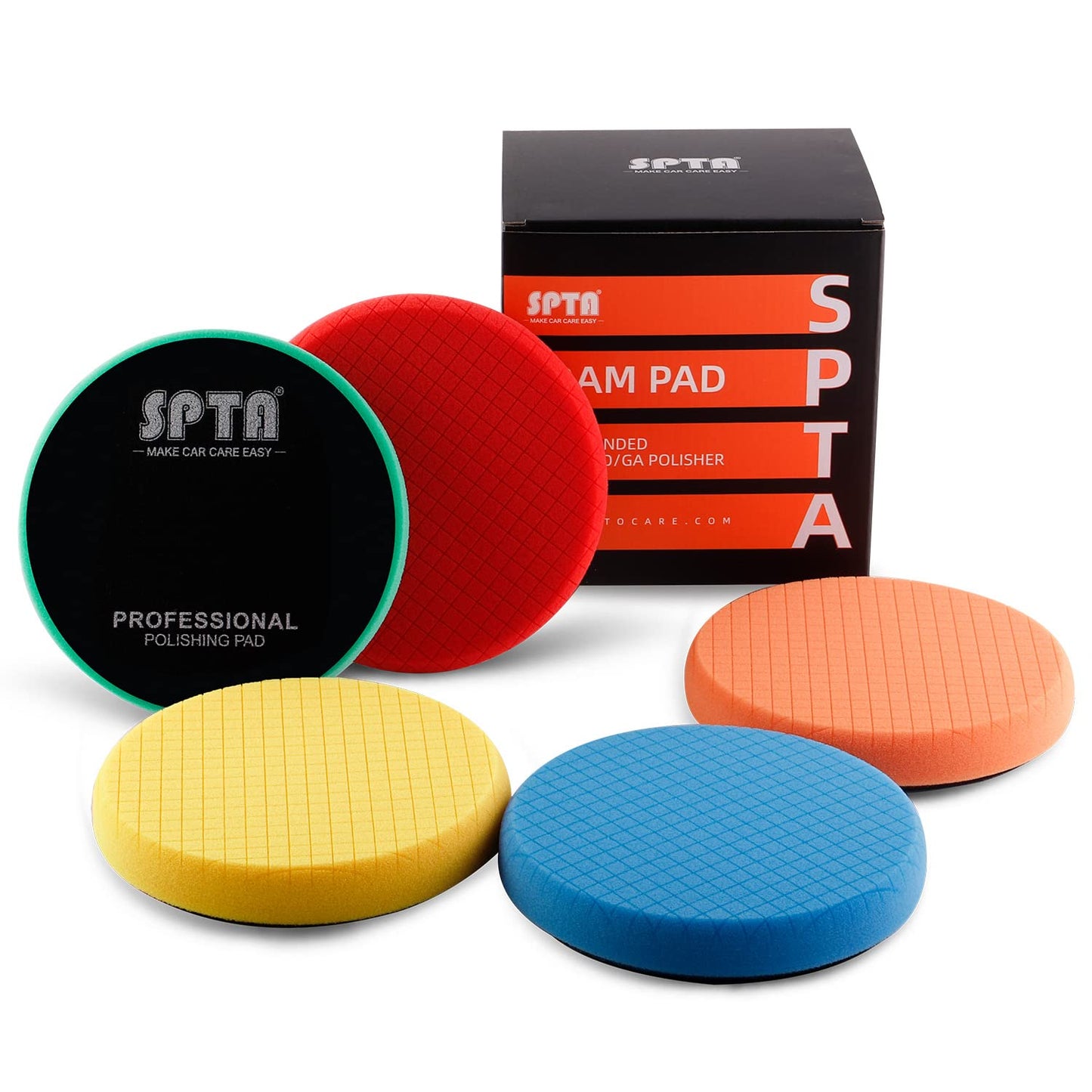 Buffing Sponge Pads , SPTA 5Pcs 6.5 Inch Face for 6 Inch 150mm Backing Plate Compound , Cutting Polishing Pad Kit For Car Buffer Polisher Compounding , Polishing and Waxing -SQMIX65