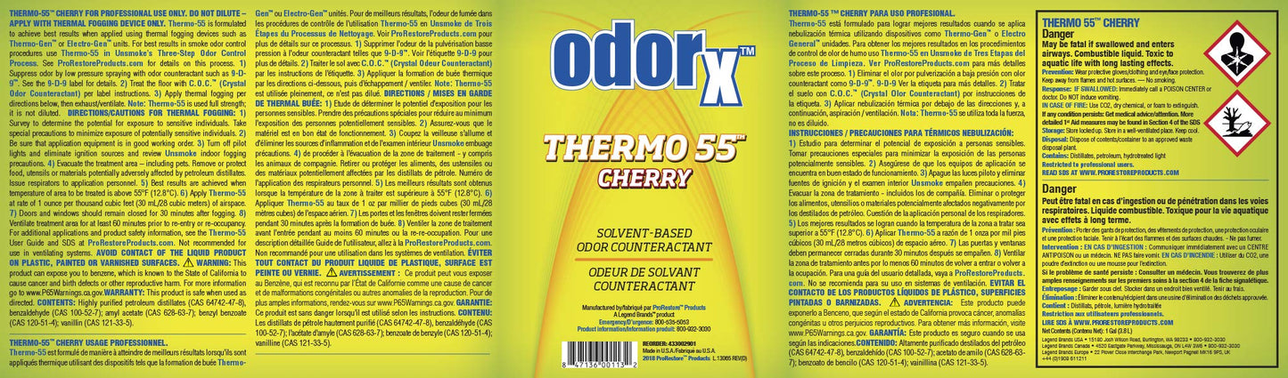 ODORx Thermo 55 Cherry Solvent-Based Odor Counteractant for Thermal Fogging, 1 Gal