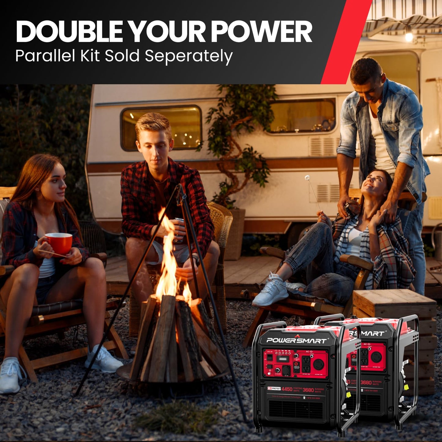 PowerSmart 4450-Watt Open Frame Inverter Generator, CO Protector, Eco-Mode, Gas Powered Generator