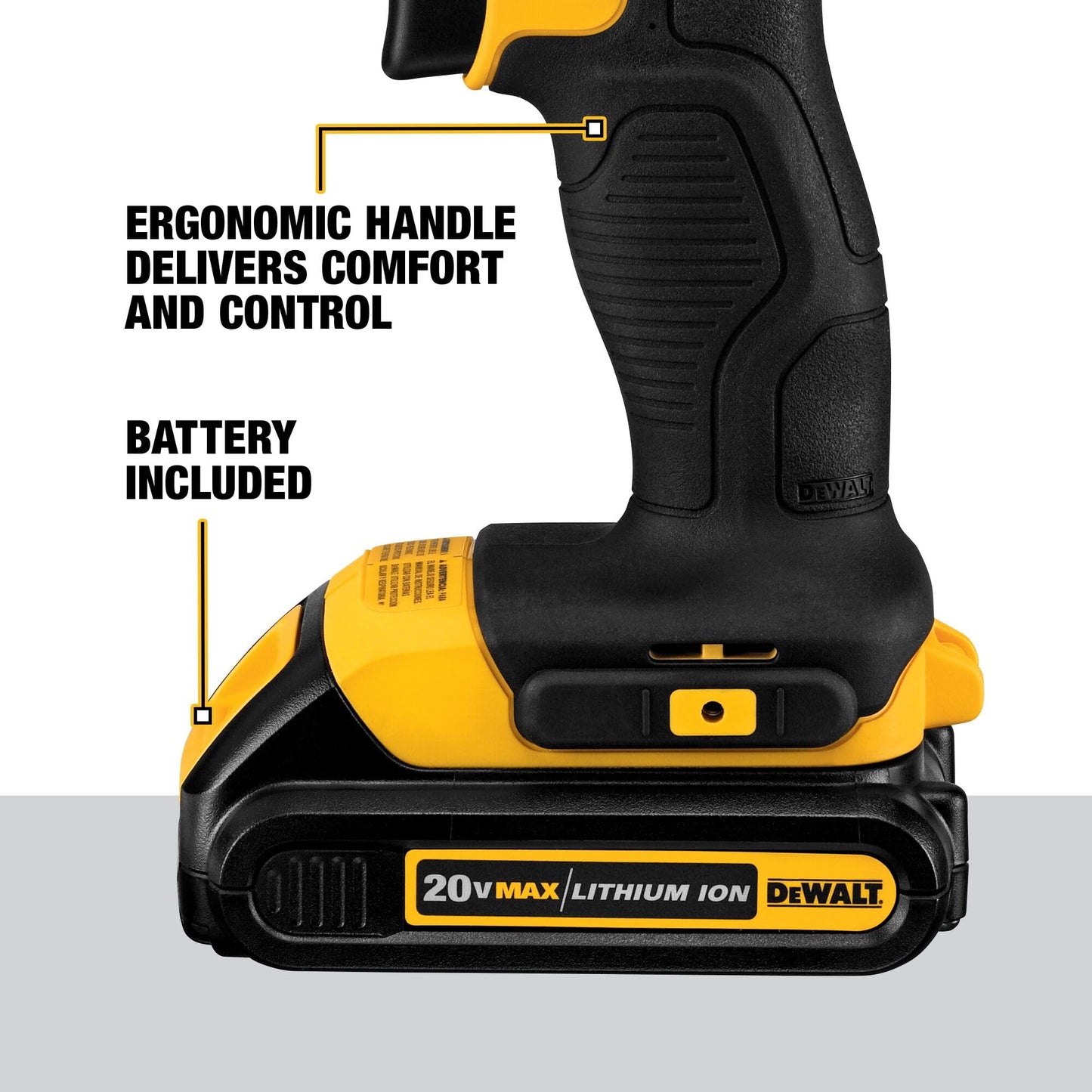 DEWALT 20V Max Cordless Drill / Driver Kit, Compact, 1/2-Inch (DCD771C2), Dewalt Yellow