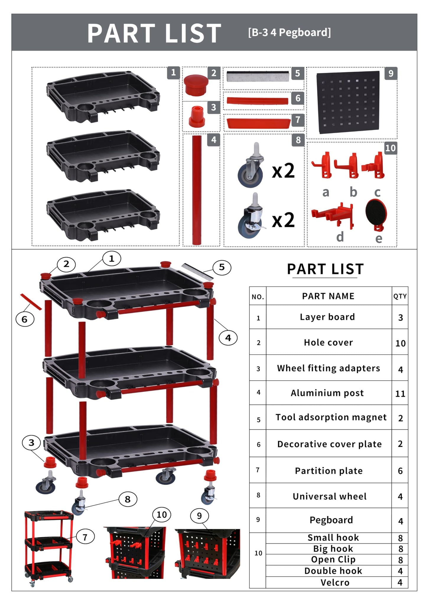 Auto Detailing Tool Cart with Pegboard-Car Detailing Organizer for Garage DIY Home Studio Projects