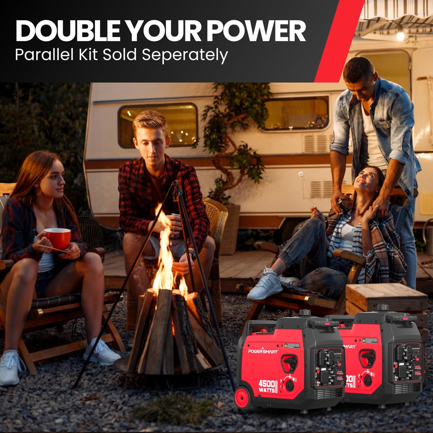 PowerSmart 4450-Watt Open Frame Inverter Generator, CO Protector, Eco-Mode, Gas Powered Generator